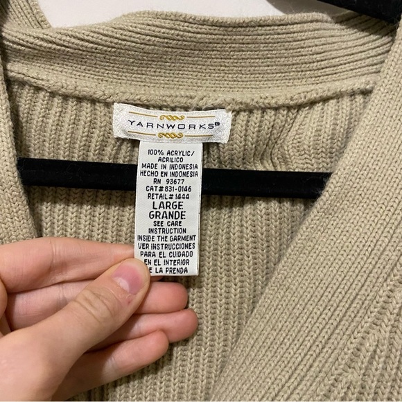 Yarnworks Vintage Tan Long Button Front Cardigan Large - Picture 6 of 12